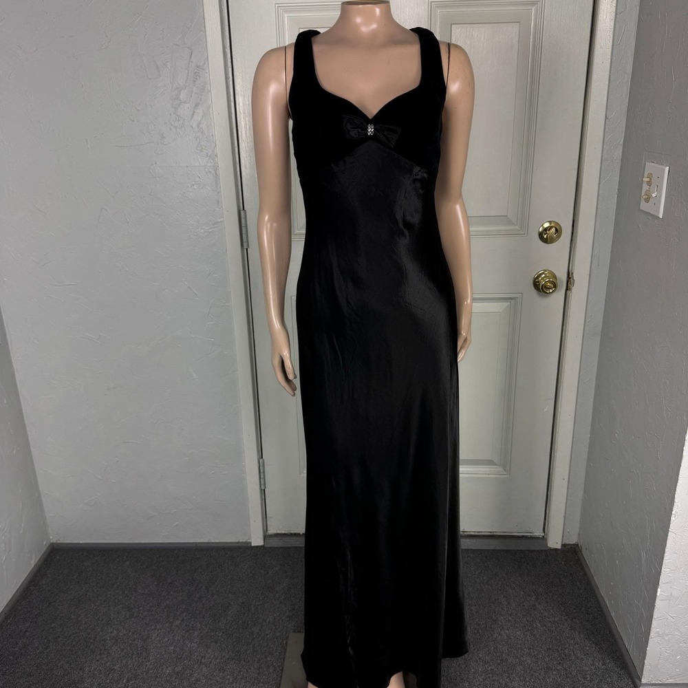 Vintage 90s Y2K Zum Zum Dress 7/8 Prom Satin Bow Formal Evening Maxi UU10